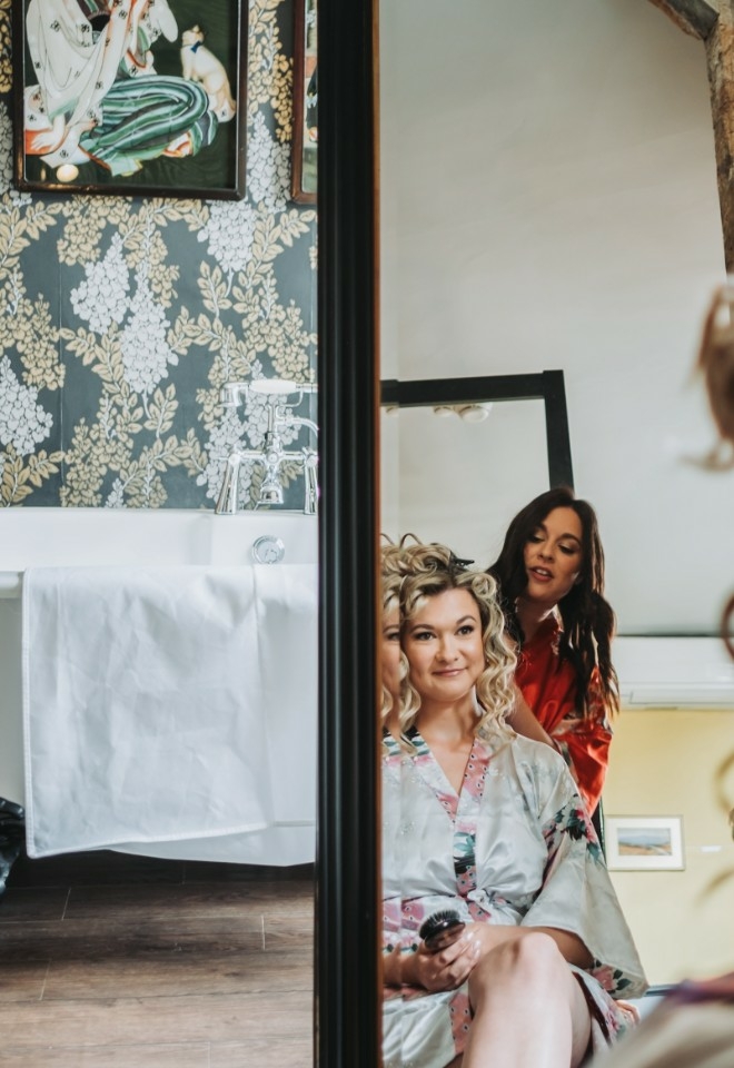 Rosie getting her hair done by the hairdresses
