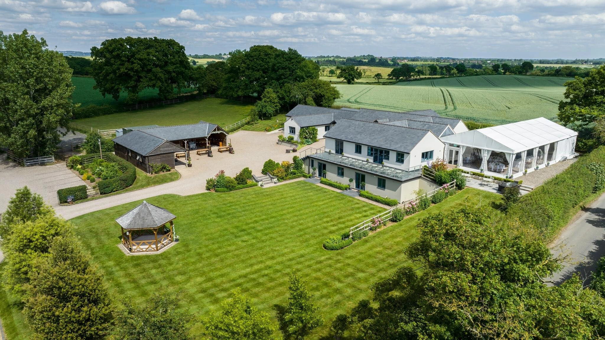 Aerial shot of Manor Hill House, wedding venue in Bromsgrove