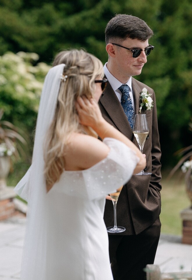 Bride and Groom during wedding cocktail hour