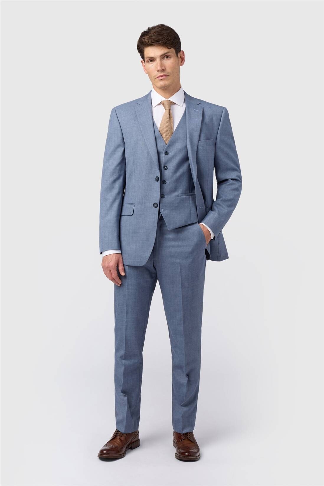 Debenhams Racing Green Single Breasted Two Button Regular Suit in Light Blue