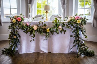registry table made up with florals