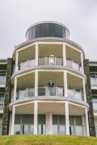 Bride and groom in accommodation at St Mellion Estate
