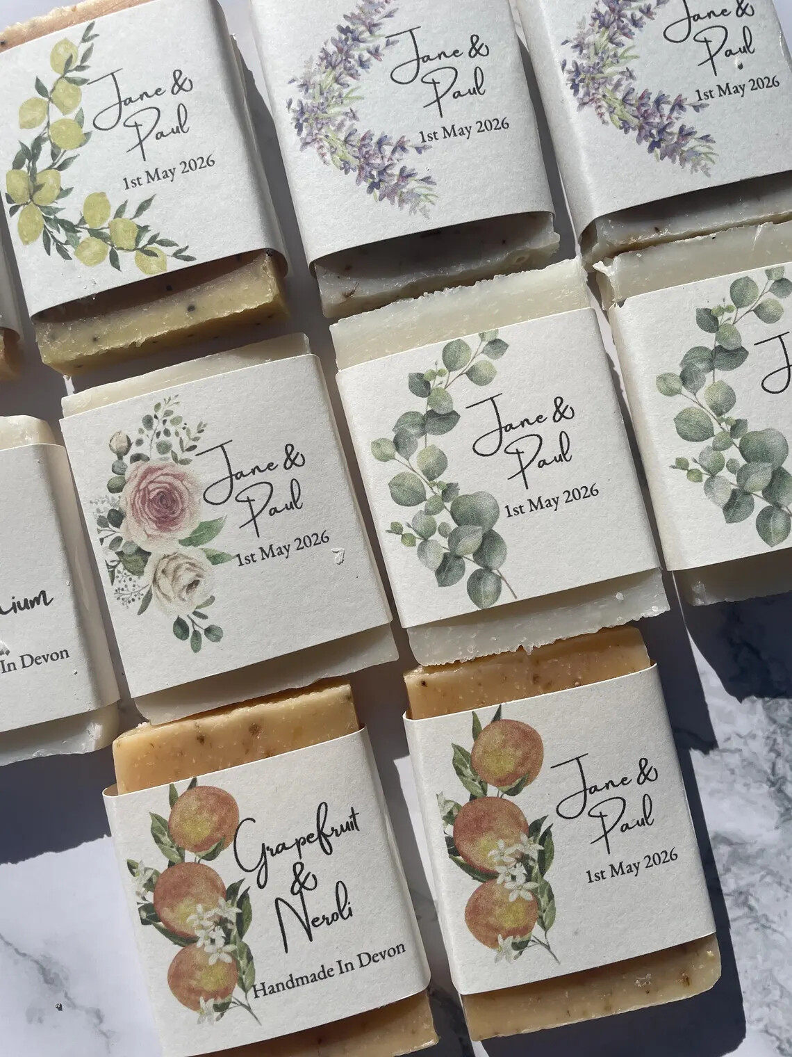 Custom Wedding Soap Favours as Personalised Handmade Soap Bars