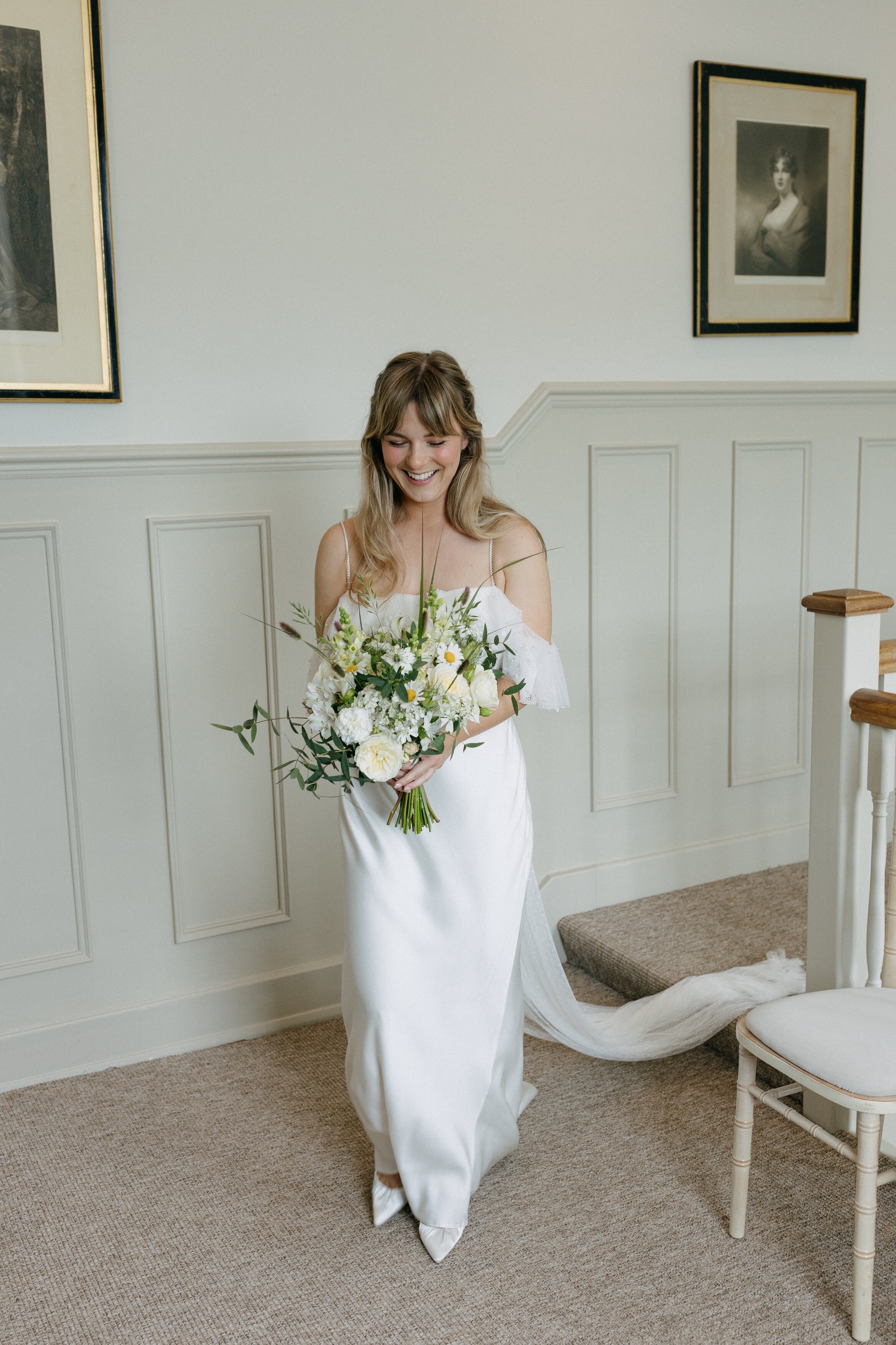 Bride in vintage wedding dress