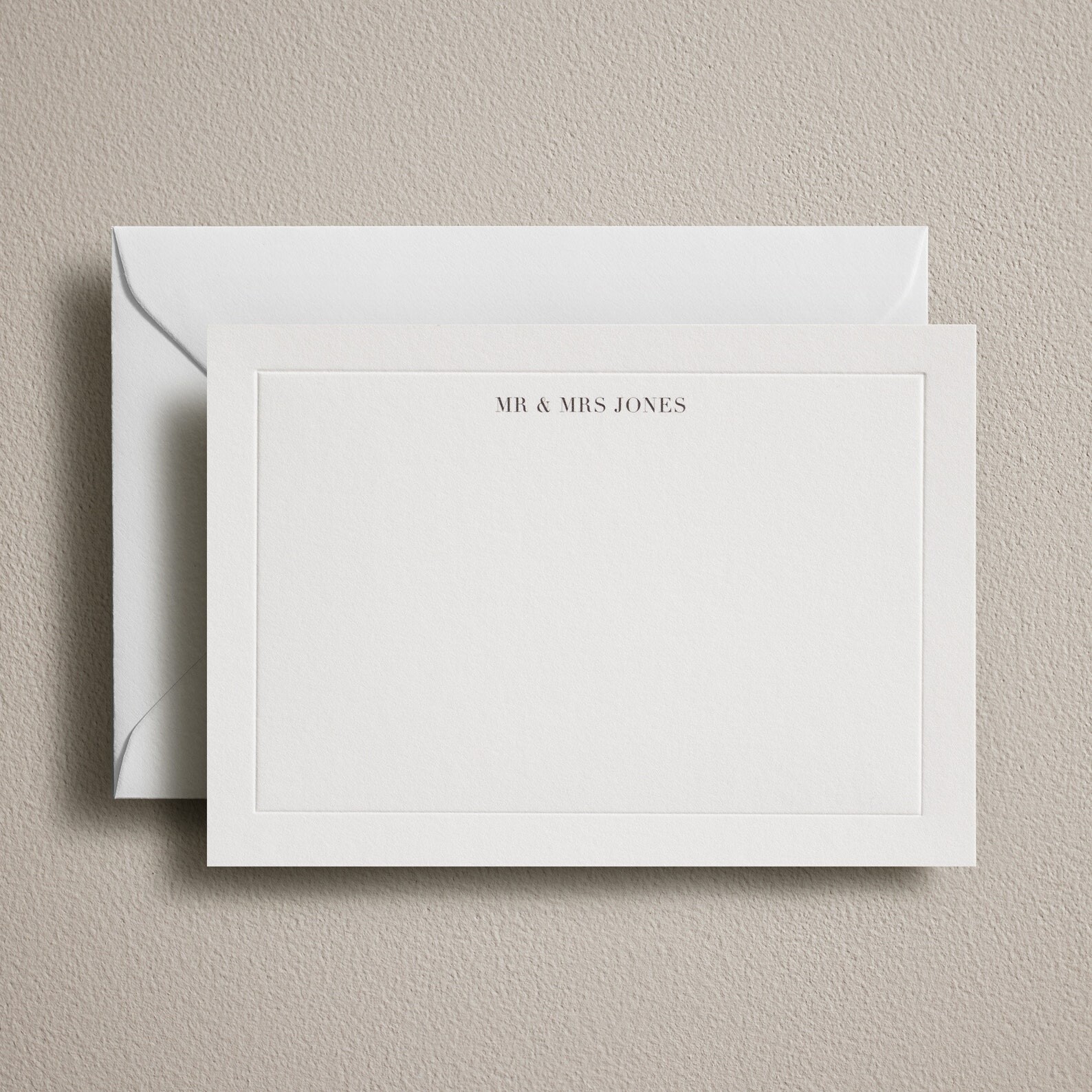 Personalised Letterpress Wedding Thank You Card with Embossed Border