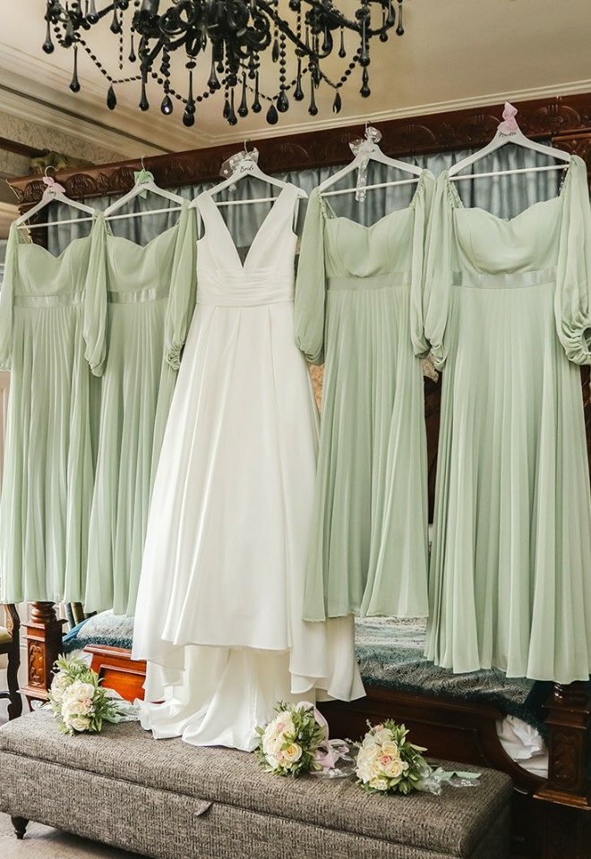 Brides and bridesmaid dresses at Mitton Hall