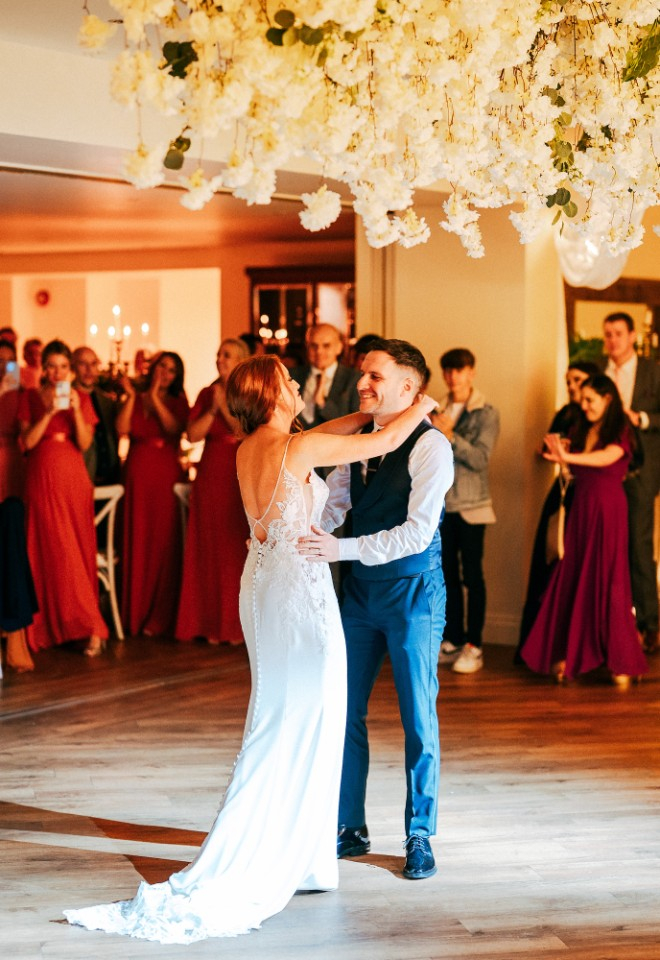 Bride and groom having their first dance 