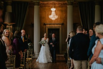 Bride making her entrance at Howsham Hall