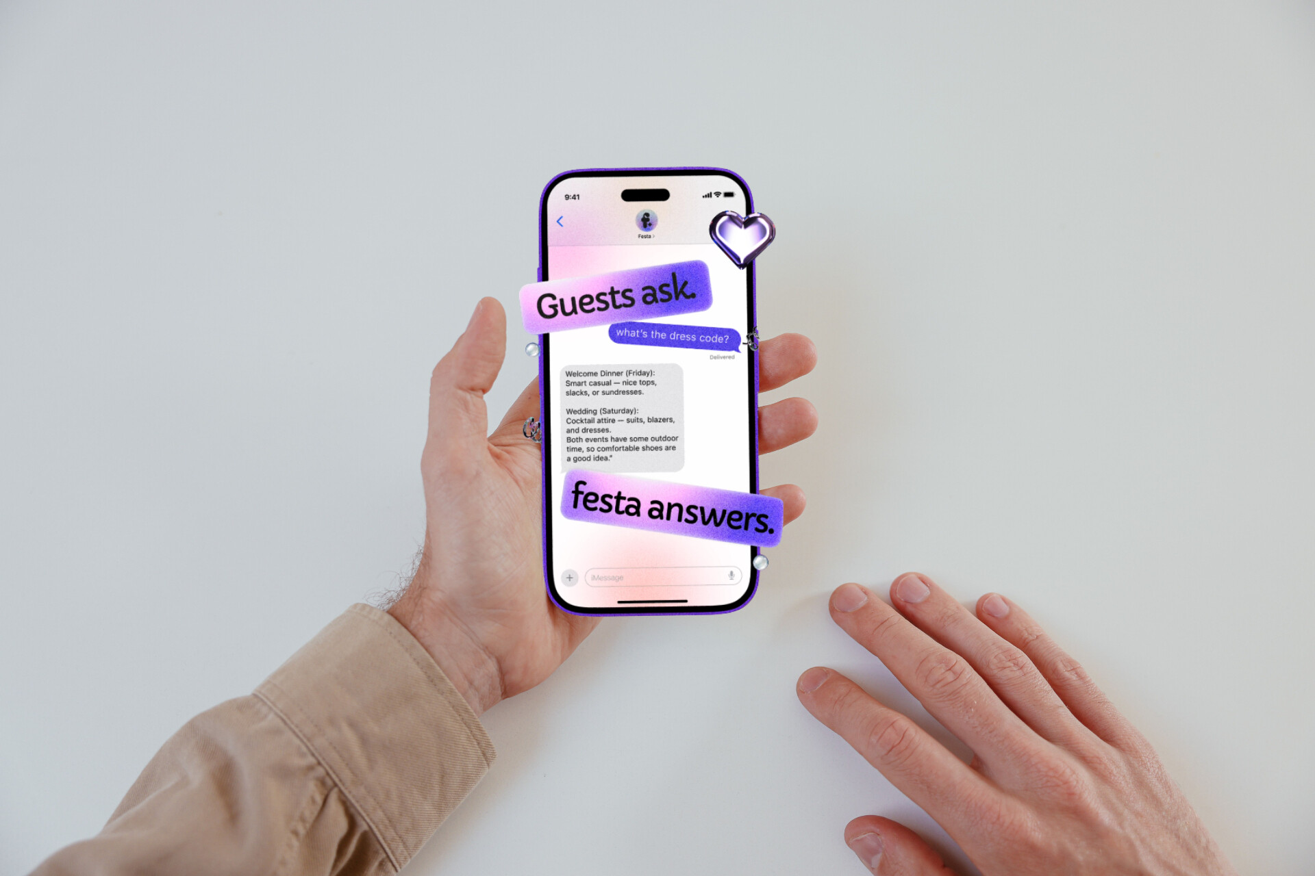 Wedding guest using Festa, AI Wedding coordinator platform