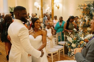 Bride and Groom during ceremony at Hedsor House