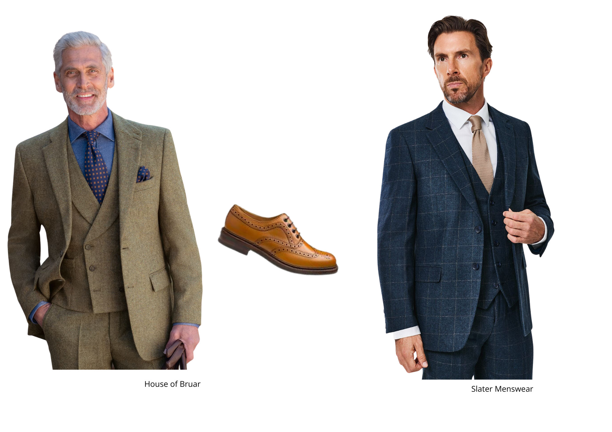 country brogue shoe with tweed suit