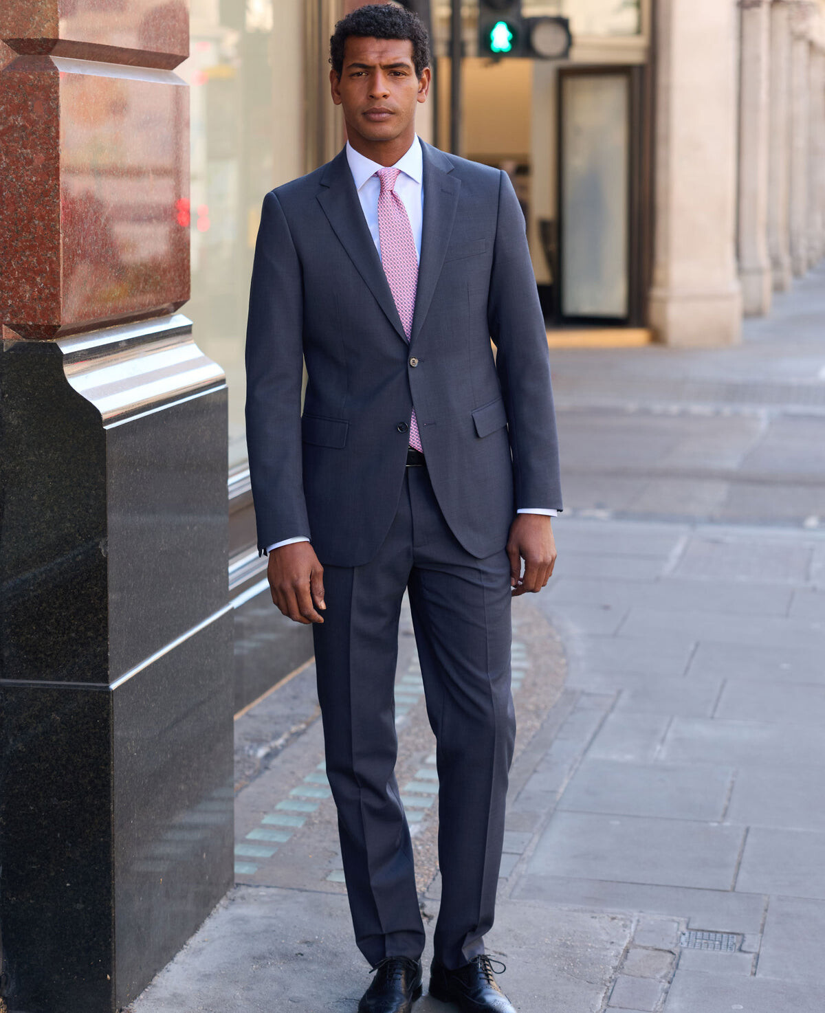 Saville Row Company Bright Navy Wool Blend Tailored Suit