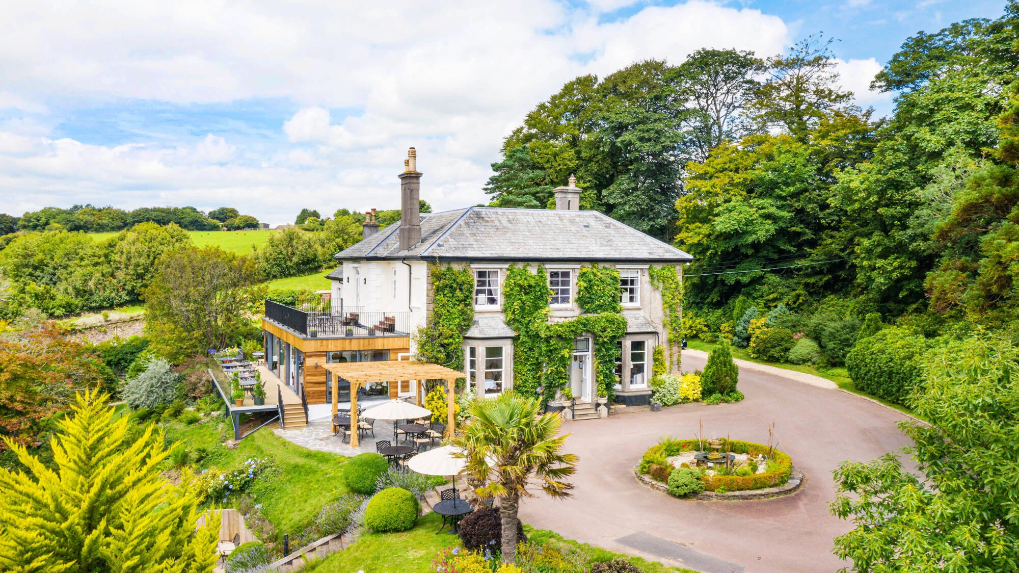 Aerial shot of The Horn of Plenty hotel wedding venue