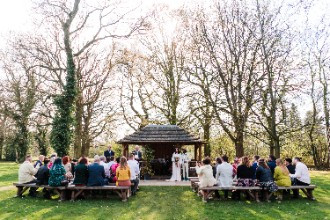 Outdoor wedding ceremony at The Oak Tree of Peover
