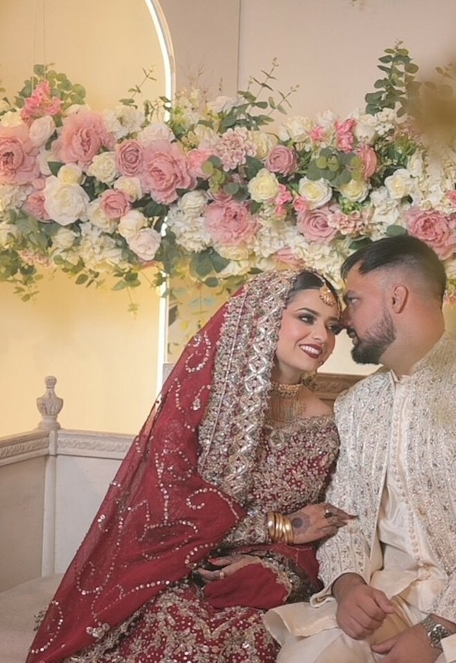 Bride and Groom staring into each others eyes romantically