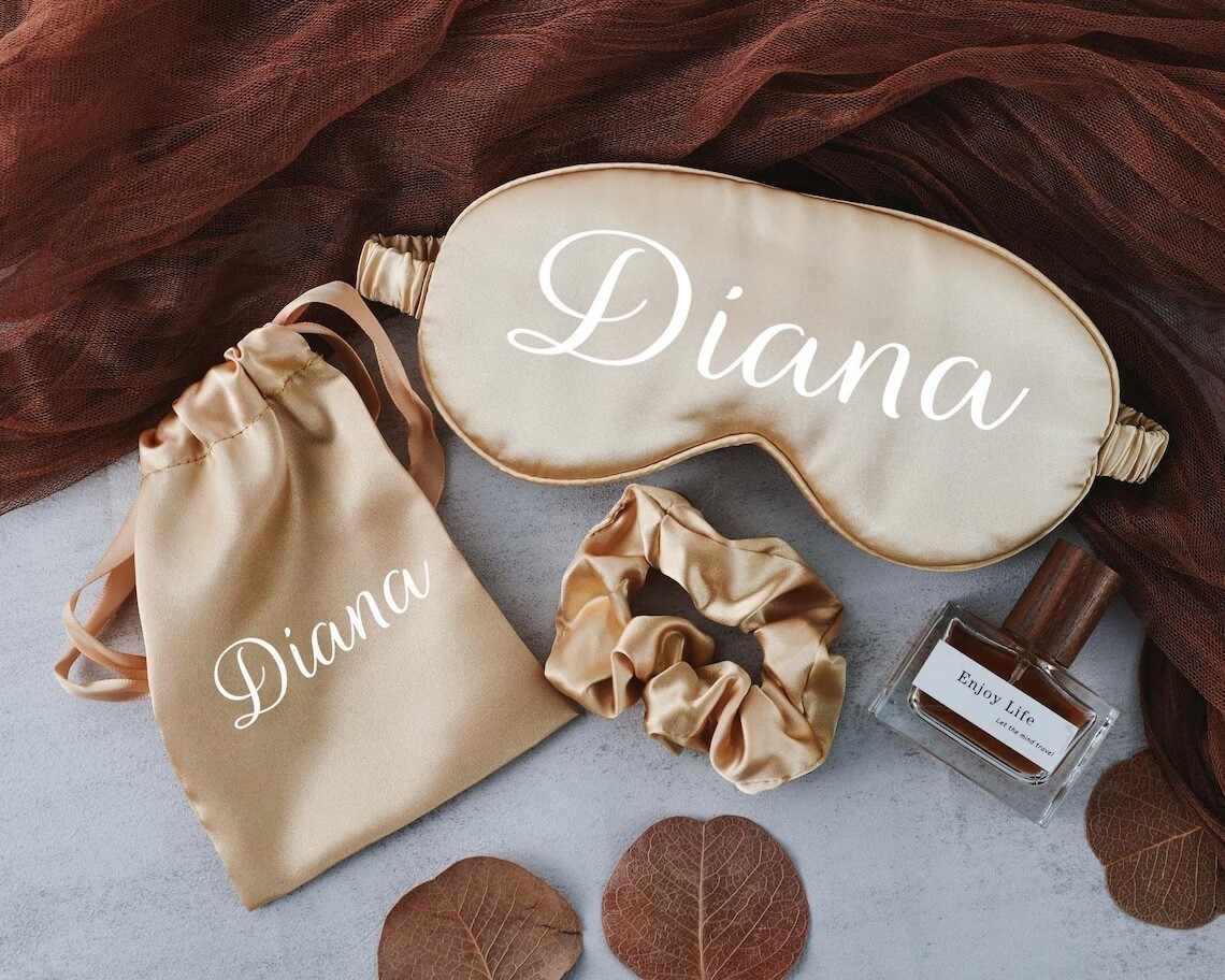 Personalised satin eye mask for bridesmaid gifts