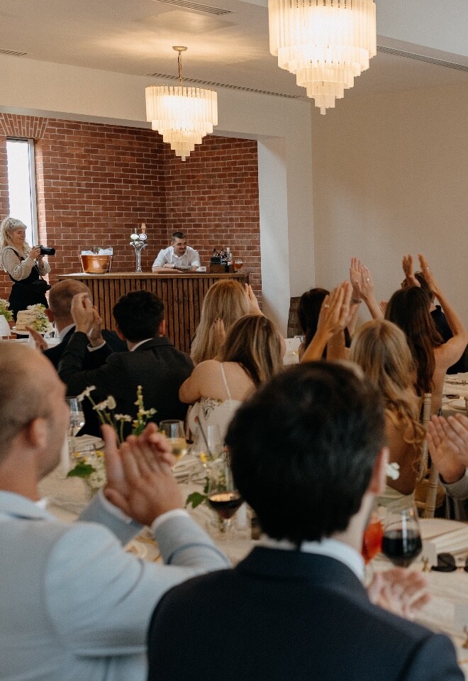 Bride and Groom arrive at their wedding breakfast/reception at Stockton House