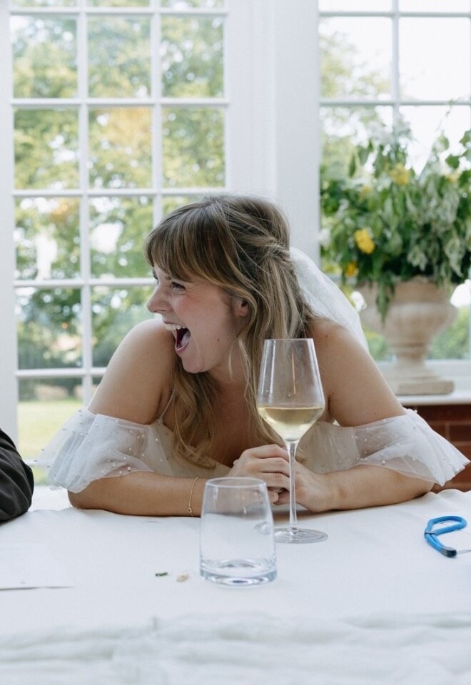 Bride and Groom enjoying their wedding breakfast