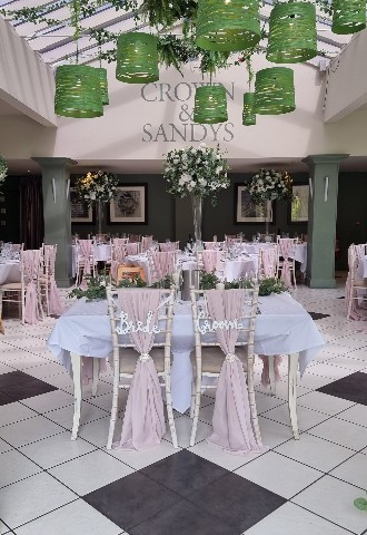 Wedding Breakfast set up at Crown and Sandys, Worcestershire