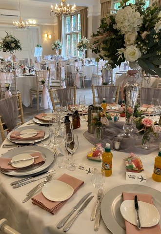 breakfast table moxhull hall luxury decor florist midlands warwickshire staffordshire