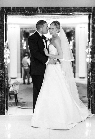 Bride and groom at the Biltmore, Mayfair