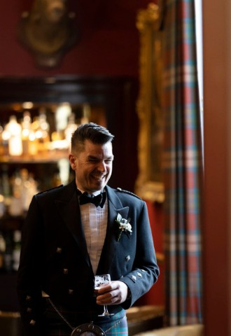Groom at Melville Castle - a castle wedding venue near Edinburgh