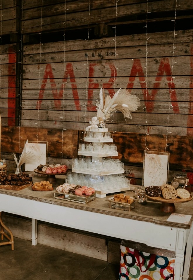 Cake Table at Grange Barn in Marbury