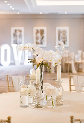 Simple Table Decorations for weddings at Horwood House