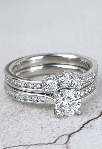 diamond-set wedding ring designed to fit the engagement ring