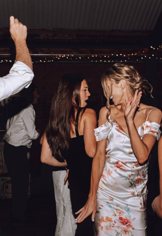 Wedding guests partying on the dancefloor