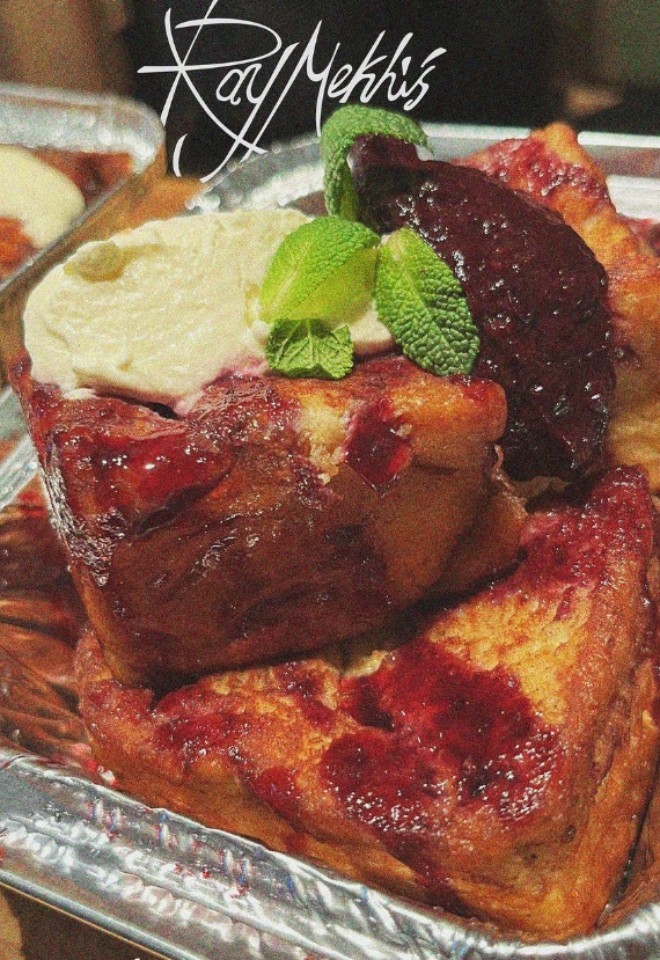 Red berry Compote with French Toast by Ray Mekhis street food wedding catering in Oxfordshire