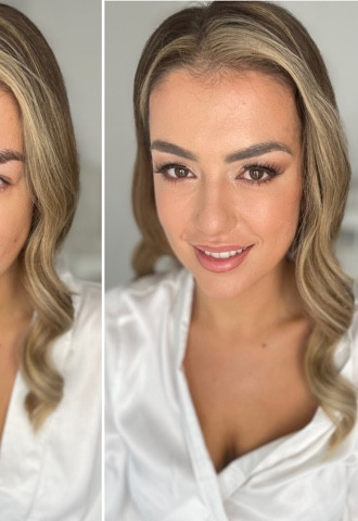 Beautiful bride before and after