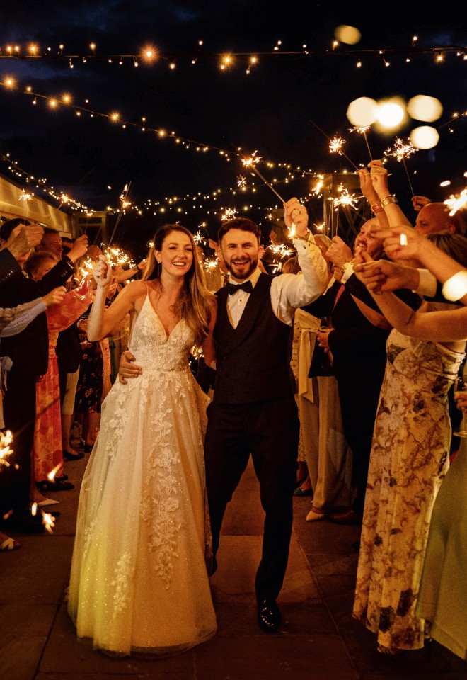 sparklers at wedding