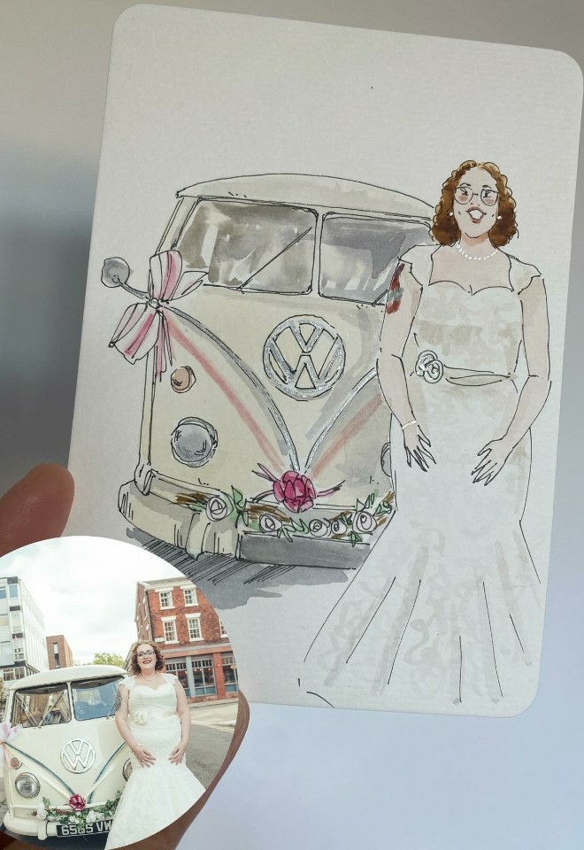 Illustration by Kiwi bride with VW campervan