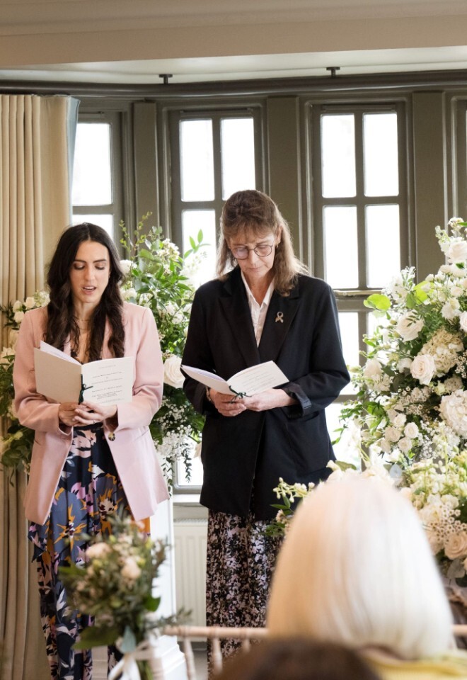 guests performing readings at a wedding