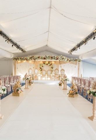 Mandap ceremony set up in the Whimbrel Marquee