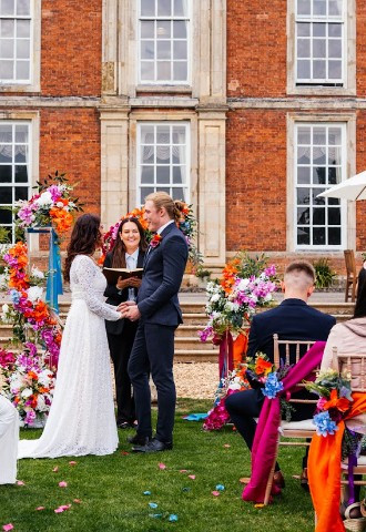 outdoor wedding styling by make it special events, vibrant colours