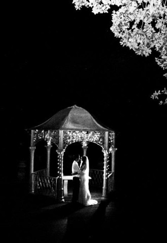 Fairy lights on gazebo in the dark