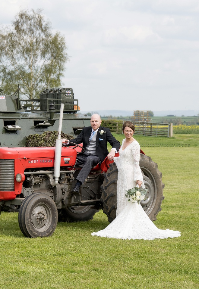 Groom driving a tractor