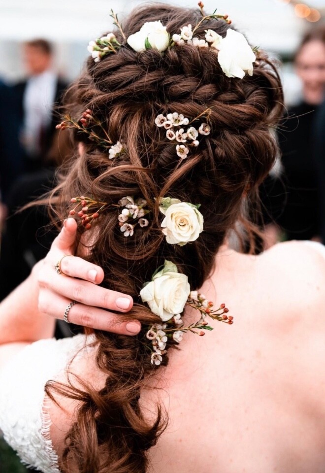 Bridal braid with flowers 