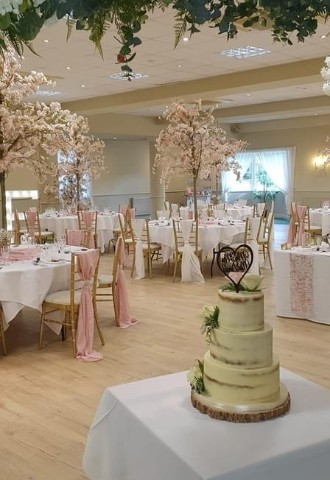 Pink and ivory wedding breakfast