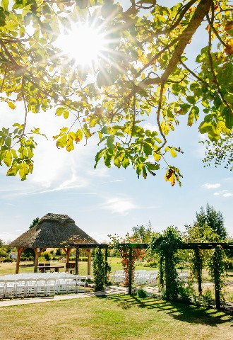 Outdoor ceremony set up at High House in Essex