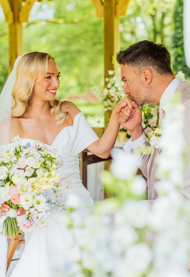Couple enjoying a moment after their ceremony