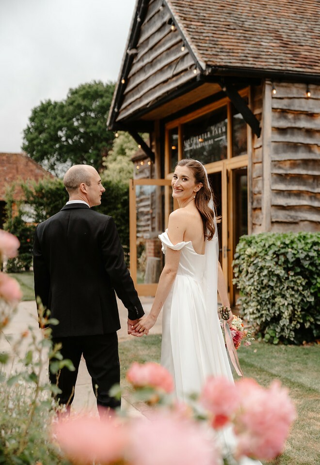 Couple outside Hampshire Threshing Barn
