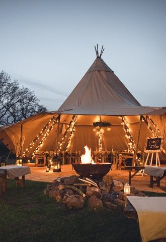 A tipi ready for your wedding at Bluebell Retreat Glamping 
