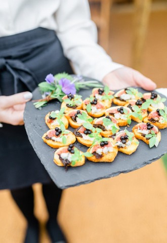 Wedding canapes at Midelney Manor wedding reception