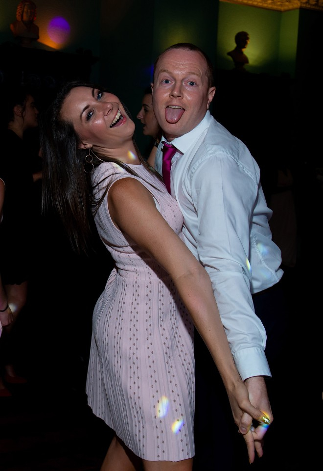 Crazy couple on the dancefloor at a Prestwold Hall wedding