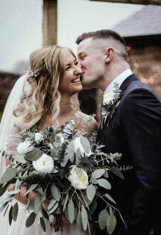 Bride and groom at Skitby Wedding Venue in Cumbria