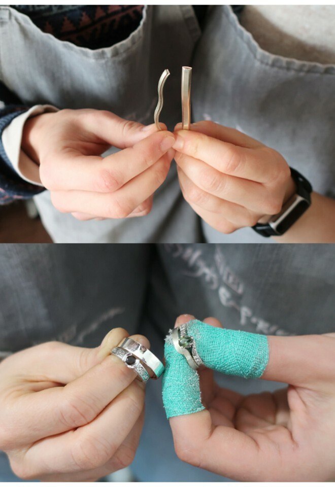 Before & after recycled gold wedding rings 