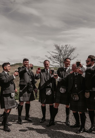 Groomsmen at Auchen Castle - a romantic castle wedding venue in Scotland